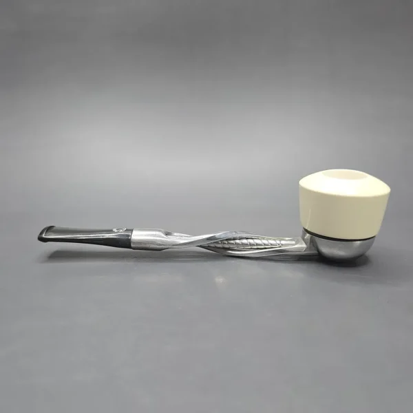 Falcon Shillelagh Chrome w/ MBSD Meerschaum Dublin Block Meerschaum Bowl Pipe, New - Image 4