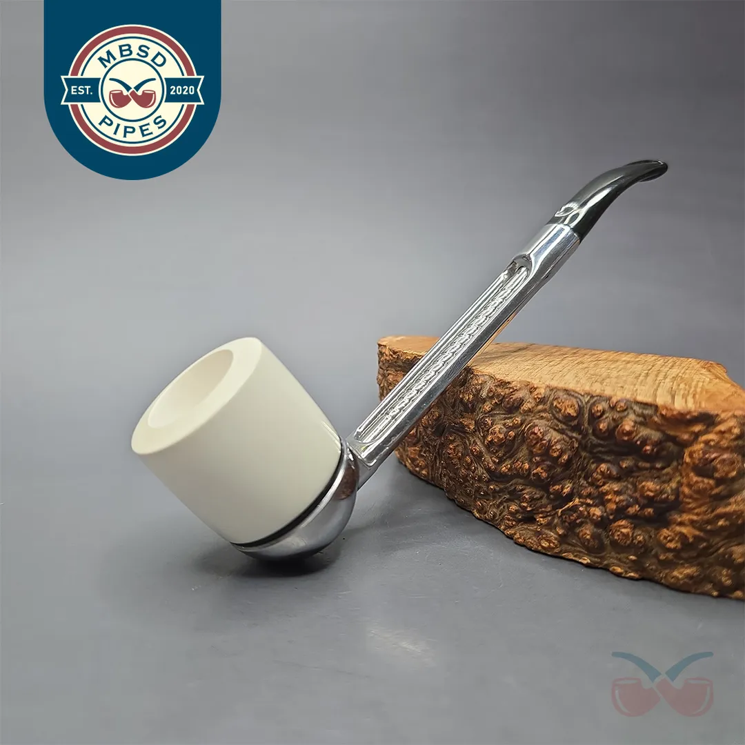 Falcon Classic Curved w/ MBSD Meerschaum Billiard Block Meerschaum Bowl Pipe, New