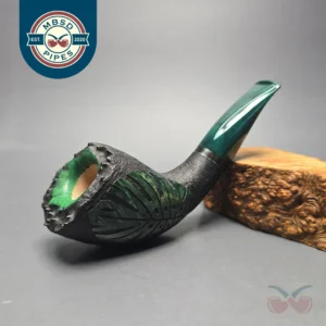 Peter Toth Leaf Carved Sandblasted Zulu Handmade Briar Pipe, New