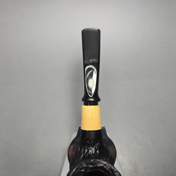 MBSD Briars by Piero Vitale Black Rusticated Brandy w/ Boxwood, Briar Pipe, New - Image 8