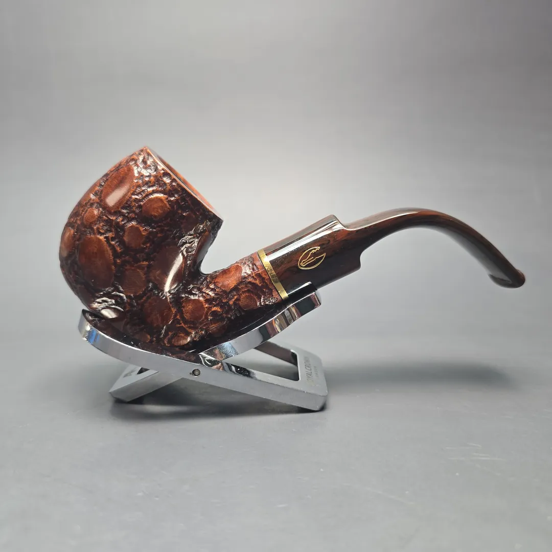 Savinelli Alligator Brown 614 Partially Rusticated Oom Paul (6mm) (Unsmoked Estate) - Image 2