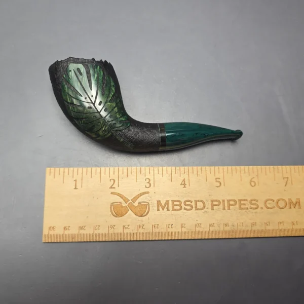 Peter Toth Leaf Carved Sandblasted Zulu Handmade Briar Pipe, New - Image 11