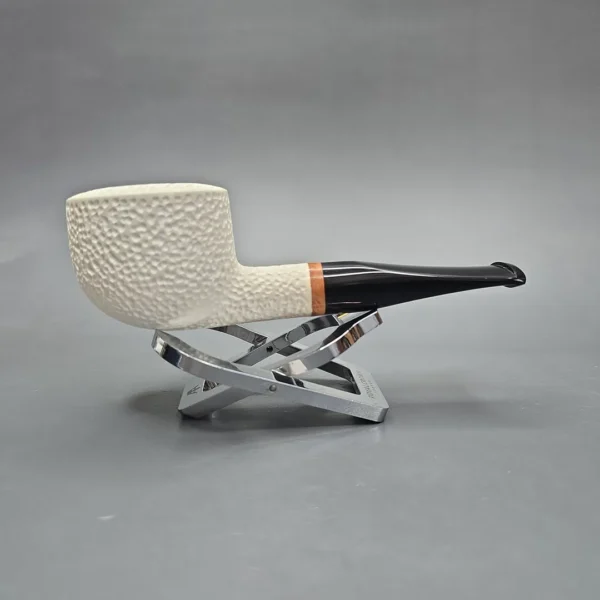 MBSD Meerschaum Deluxe Rusticated Pot Block Meerschaum Pipe, Briar-Mortise, New - Image 3