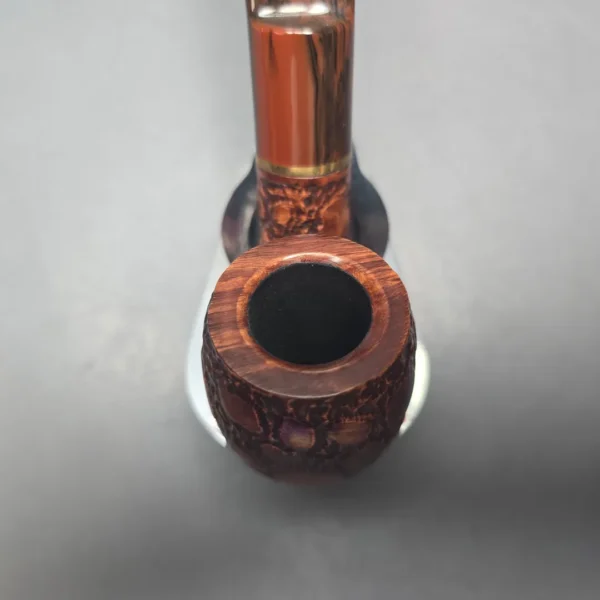 Savinelli Alligator Brown 614 Partially Rusticated Oom Paul (6mm) (Unsmoked Estate) - Image 7
