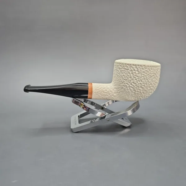 MBSD Meerschaum Deluxe Rusticated Pot Block Meerschaum Pipe, Briar-Mortise, New - Image 5