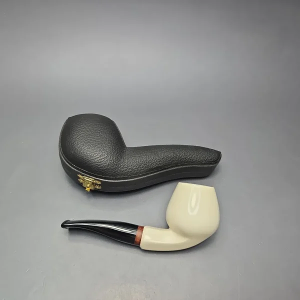 MBSD Meerschaum Deluxe Smooth Cutty Block Meerschaum Pipe, Briar-Mortise, New - Image 3