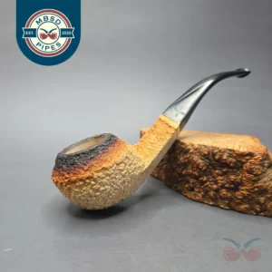 Barling (Post-Transition; by Laxey) 5735 Fumed Rusticated Bulldog African Block Meerschaum Estate Pipe, English Estates