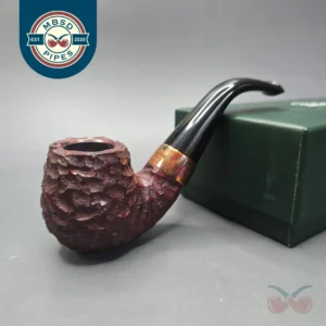 Peterson 2025 Christmas Pipe 221 Rusticated Bent Billiard Estate Briar Pipe, Unsmoked
