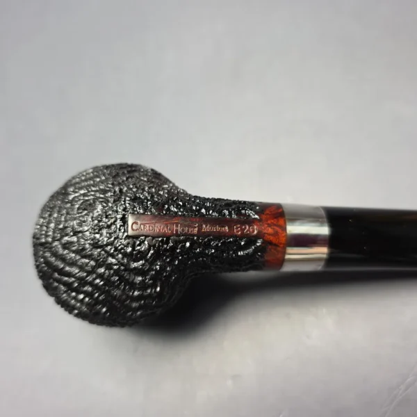 Walt Cannoy Cardinal House Morton Partially Rusticated Billiard w/ Silver Handmade Briar Pipe, New - Image 10