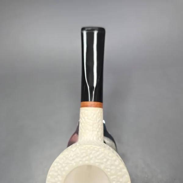 MBSD Meerschaum Deluxe Rusticated Pot Block Meerschaum Pipe, Briar-Mortise, New - Image 9