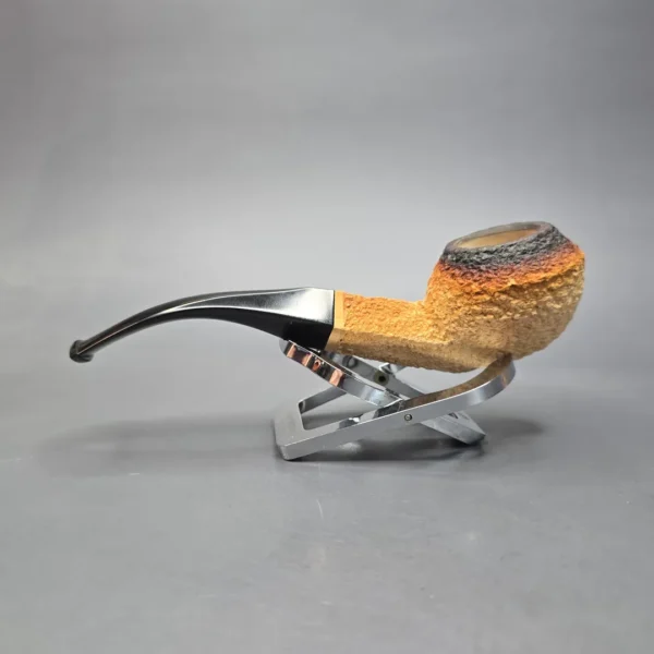 Barling (Post-Transition; by Laxey) 5735 Fumed Rusticated Bulldog African Block Meerschaum Estate Pipe, English Estates - Image 4