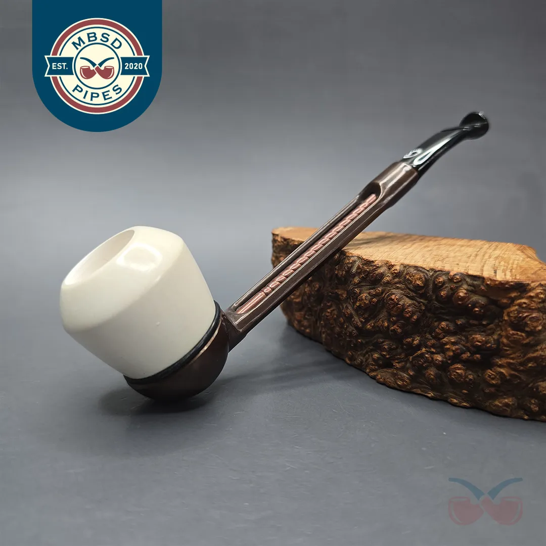 Falcon Extra Curved Dental w/ MBSD Meerschaum Rhodesian Block Meerschaum Bowl Pipe, New
