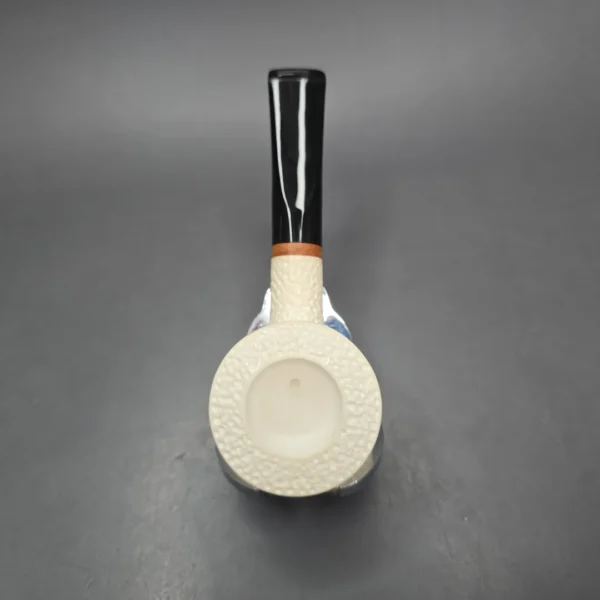 MBSD Meerschaum Deluxe Rusticated Pot Block Meerschaum Pipe, Briar-Mortise, New - Image 10