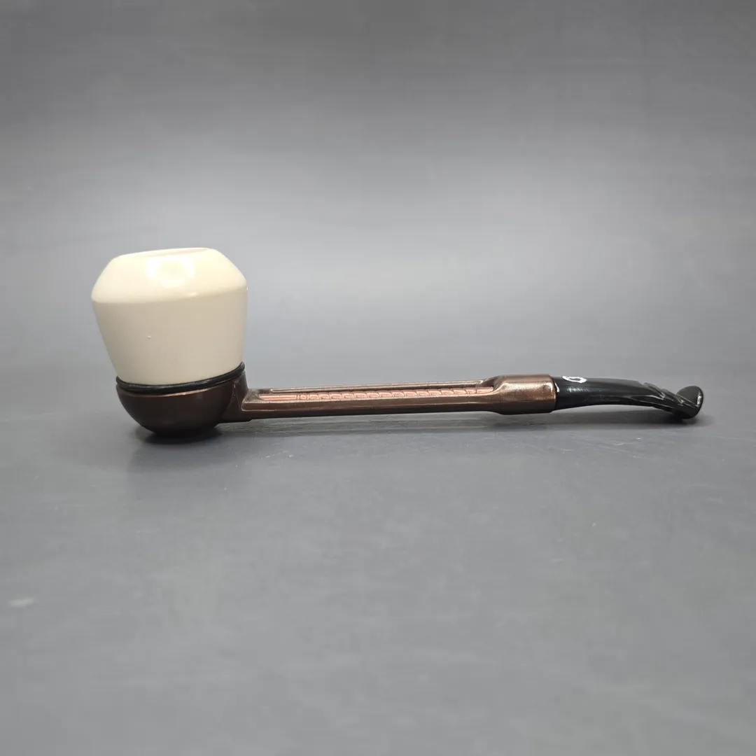 Falcon Extra Curved Dental w/ MBSD Meerschaum Rhodesian Block Meerschaum Bowl Pipe, New - Image 2
