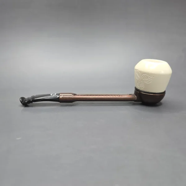Falcon Extra Curved Dental w/ MBSD Meerschaum Rhodesian Block Meerschaum Bowl Pipe, New - Image 4