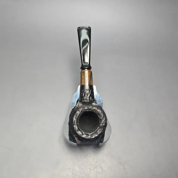 MBSD Briars by Piero Vitale Black Rusticated Author w/ Zebrawood, Briar Pipe, New - Image 9