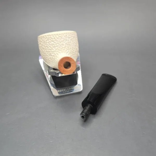MBSD Meerschaum Deluxe Rusticated Pot Block Meerschaum Pipe, Briar-Mortise, New - Image 14