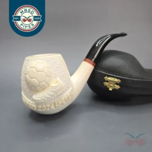 MBSD Meerschaum Deluxe World Cup 2026 Carved Brandy Block Meerschaum Pipe, Briar-Mortise, New