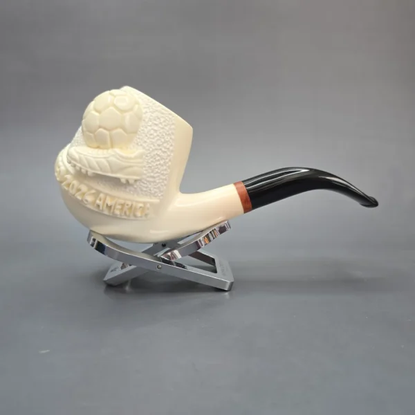 MBSD Meerschaum Deluxe World Cup 2026 Carved Brandy Block Meerschaum Pipe, Briar-Mortise, New - Image 3