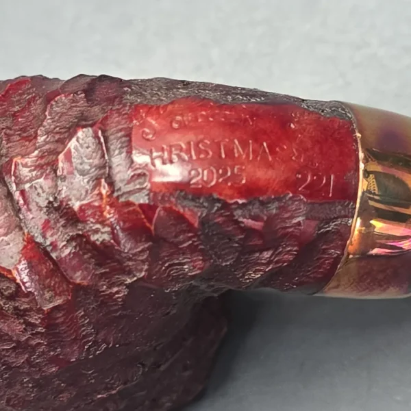 Peterson 2025 Christmas Pipe 221 Rusticated Bent Billiard Estate Briar Pipe, Unsmoked - Image 6
