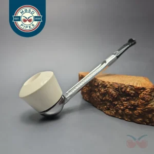 Falcon Chrome Dental w/ MBSD Meerschaum Rhodesian Block Meerschaum Bowl Pipe, New