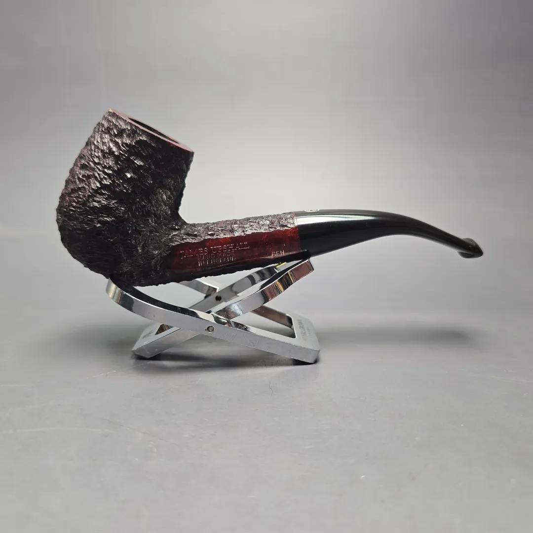 James Upshall Bark Group 6 Partially Rusticated Bent Billiard Estate Briar Pipe, Unsmoked - Image 2