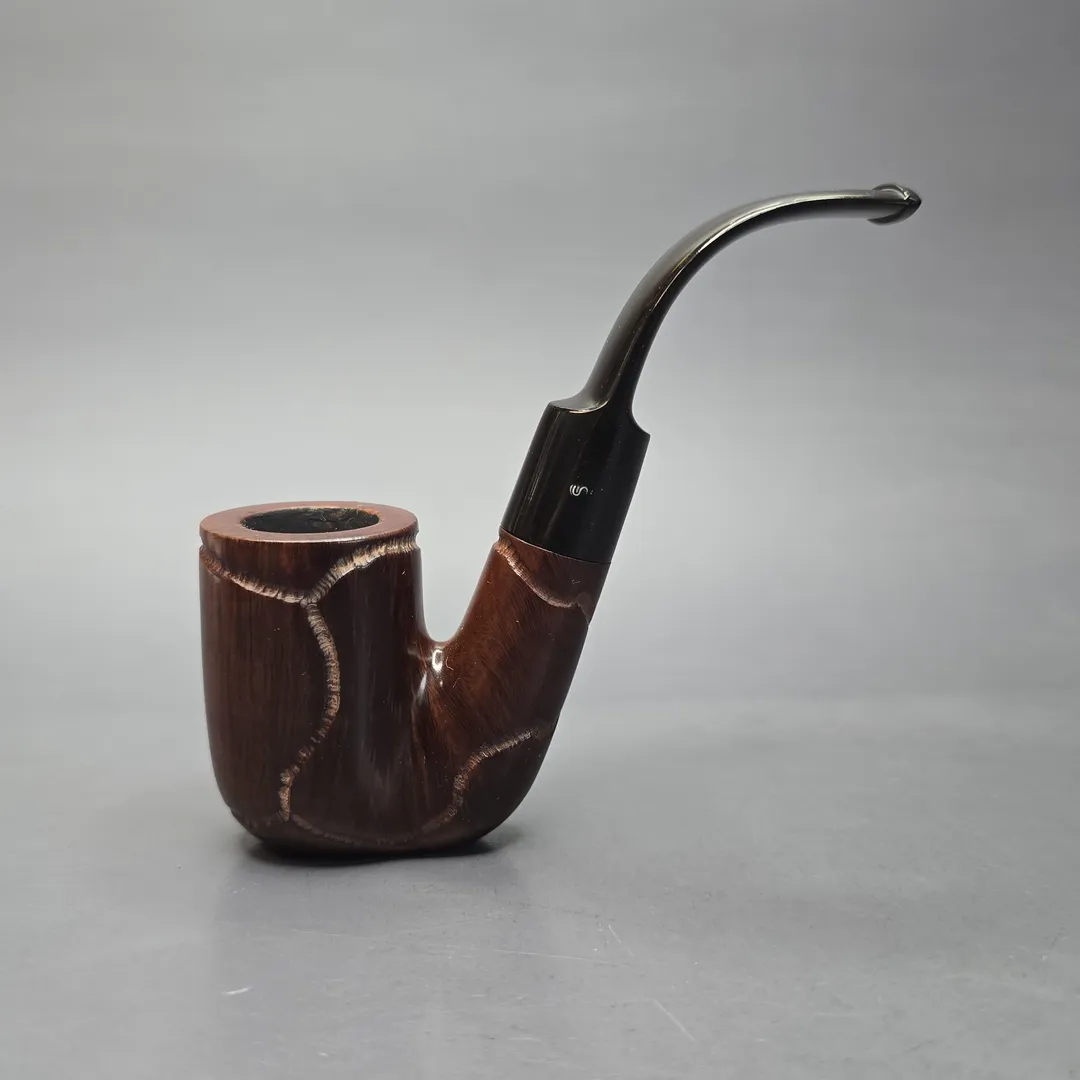 Savinelli Sherwood Rock Briar 604 KS Spot Carved Oom Paul Estate Briar Pipe, Italian Estates - Image 2