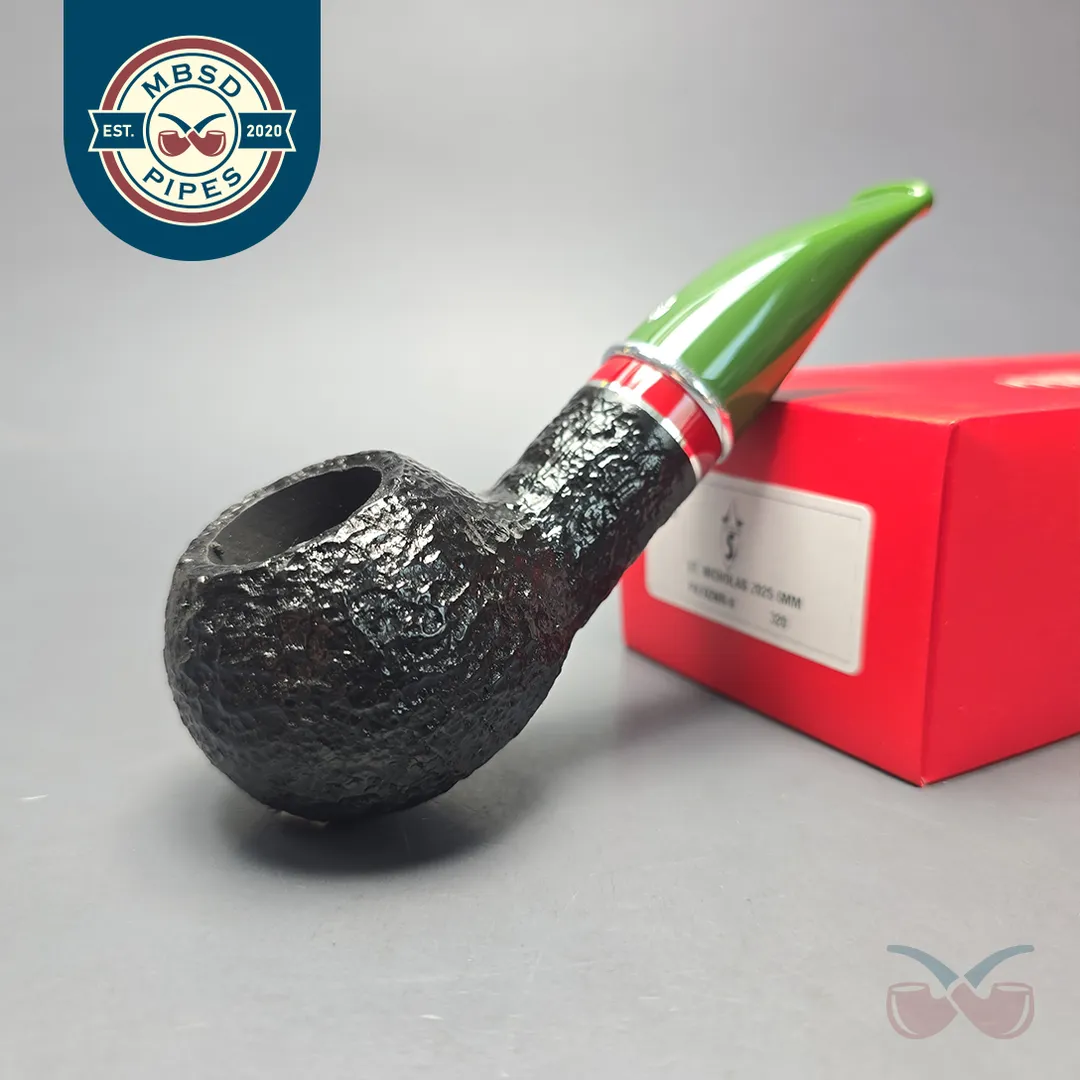 Savinelli 2025 Saint Nicholas 320 KS Rusticated Author Estate Briar Pipe, Unsmoked, 6mm