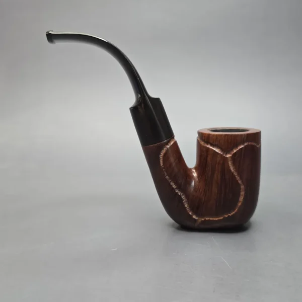 Savinelli Sherwood Rock Briar 604 KS Spot Carved Oom Paul Estate Briar Pipe, Italian Estates - Image 4