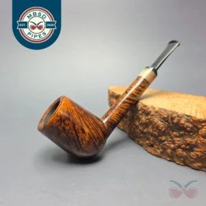 Brentegani Smooth Contrast Nosewarmer Lovat w/ Horn Handmade Briar Pipe, New