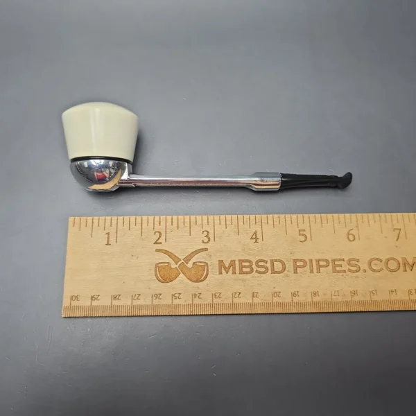 Falcon Chrome Dental w/ MBSD Meerschaum Rhodesian Block Meerschaum Bowl Pipe, New - Image 11