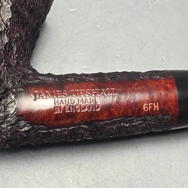 James Upshall Bark Group 6 Partially Rusticated Bent Billiard Estate Briar Pipe, Unsmoked - Image 11