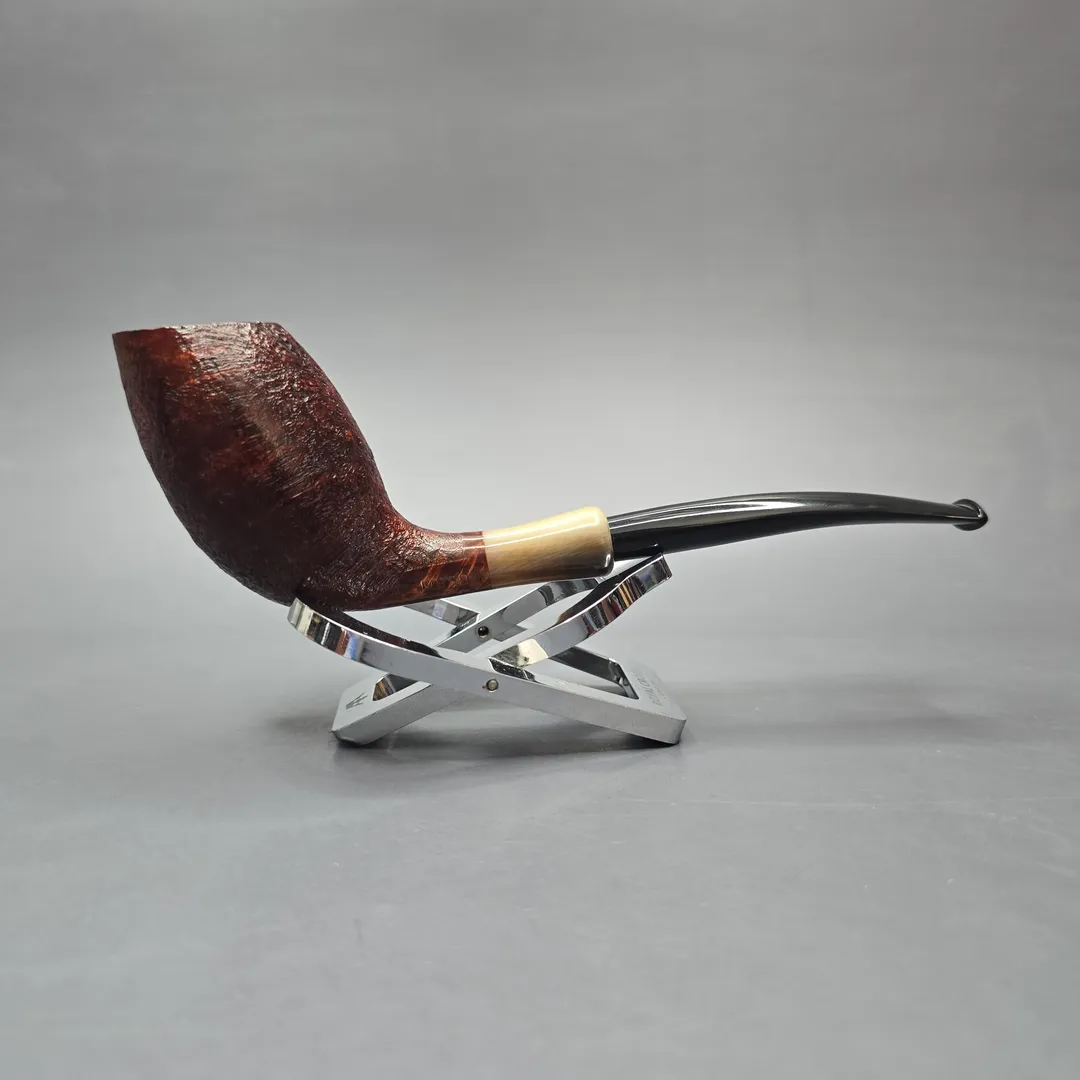 MBSD Briars Modern Masters 3 Sandblasted Tulip w/ Faux Horn Handmade Briar Pipe, New - Image 2