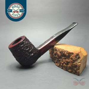 James Upshall Bark Group 6 Partially Rusticated Panel Shank Billiard Estate Briar Pipe, Unsmoked