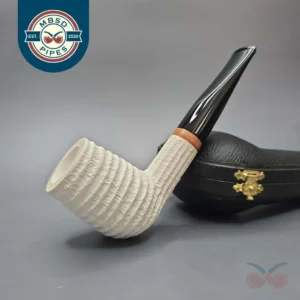 MBSD Meerschaum Deluxe Rusticated Billiard Block Meerschaum Pipe, Briar-Mortise, New