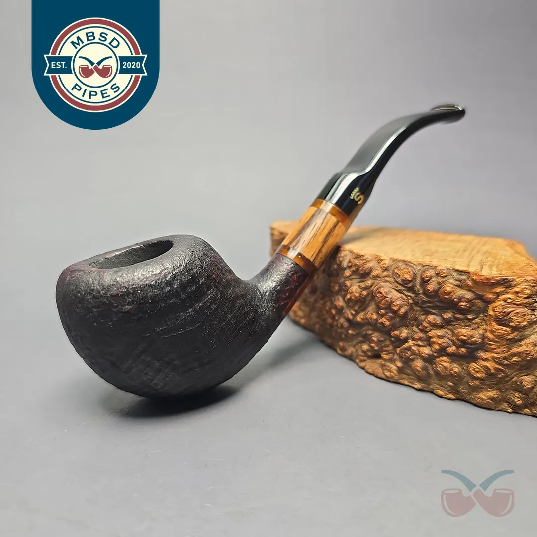 Stanwell (1990s-2009) Zebrano 25 Sandblasted Scoop w/ Zebrawood Estate Briar Pipe, Unsmoked