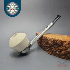Falcon Chrome Dental w/ MBSD Meerschaum Rhodesian Block Meerschaum Bowl Pipe, New