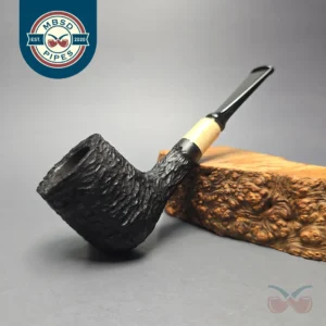 MBSD Briars by Piero Vitale Black Rusticated Billiard w/ Boxwood, Briar Pipe, New