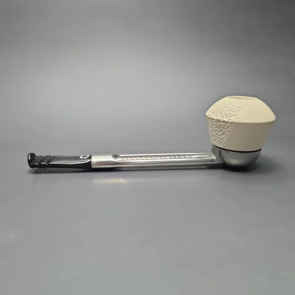 Falcon Chrome Dental w/ MBSD Meerschaum Rhodesian Block Meerschaum Bowl Pipe, New - Image 13