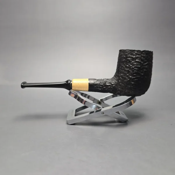 MBSD Briars by Piero Vitale Black Rusticated Billiard w/ Boxwood, Briar Pipe, New - Image 4