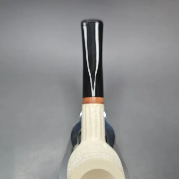MBSD Meerschaum Deluxe Rusticated Billiard Block Meerschaum Pipe, Briar-Mortise, New - Image 9