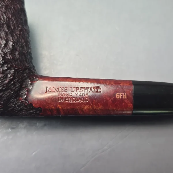 James Upshall Bark Group 6 Partially Rusticated Panel Shank Billiard Estate Briar Pipe, Unsmoked - Image 10
