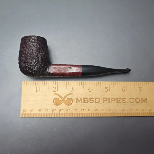 James Upshall Bark Group 6 Partially Rusticated Panel Shank Billiard Estate Briar Pipe, Unsmoked - Image 11