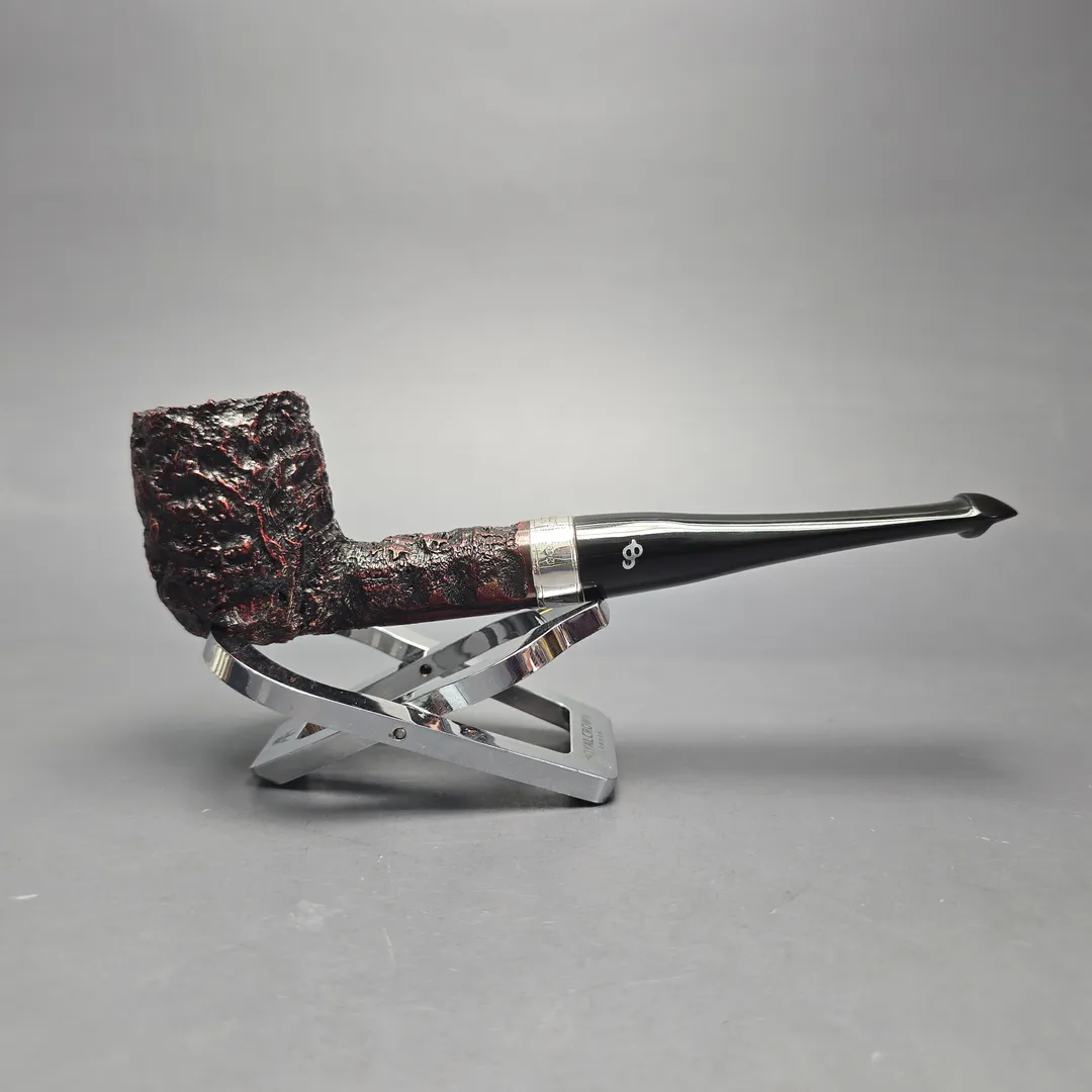 Peterson Cobble 15 Rusticated & Sandblasted Billiard w/ Silver Briar Pipe, New - Image 2