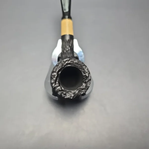 MBSD Briars by Piero Vitale Black Rusticated Billiard w/ Boxwood, Briar Pipe, New - Image 7