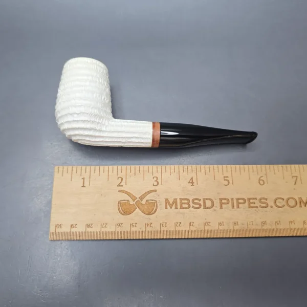 MBSD Meerschaum Deluxe Rusticated Billiard Block Meerschaum Pipe, Briar-Mortise, New - Image 12