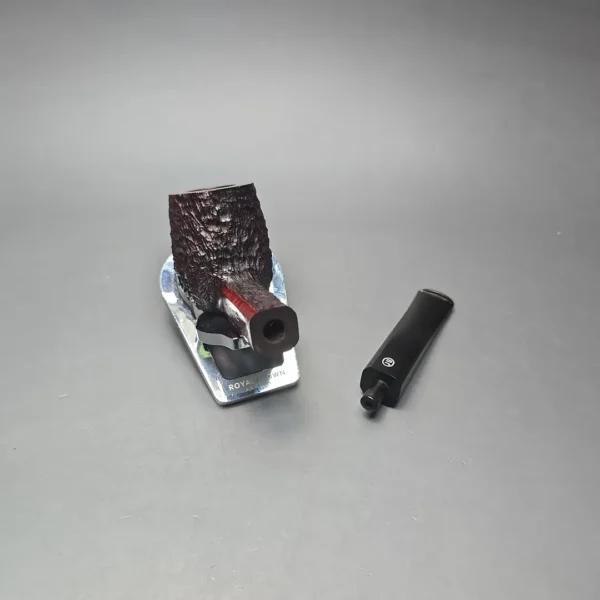 James Upshall Bark Group 6 Partially Rusticated Panel Shank Billiard Estate Briar Pipe, Unsmoked - Image 13