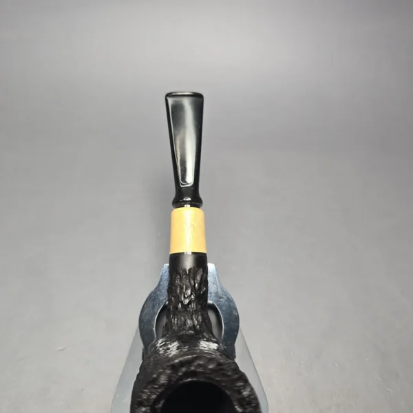 MBSD Briars by Piero Vitale Black Rusticated Billiard w/ Boxwood, Briar Pipe, New - Image 8