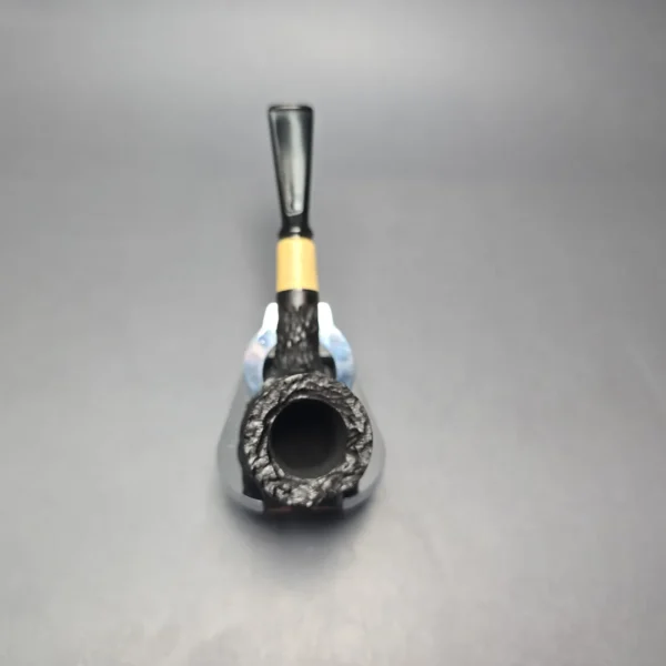 MBSD Briars by Piero Vitale Black Rusticated Billiard w/ Boxwood, Briar Pipe, New - Image 9