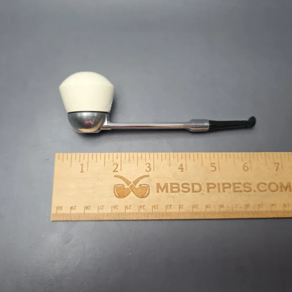 Falcon Chrome Dental w/ MBSD Meerschaum Rhodesian Block Meerschaum Bowl Pipe, New - Image 6